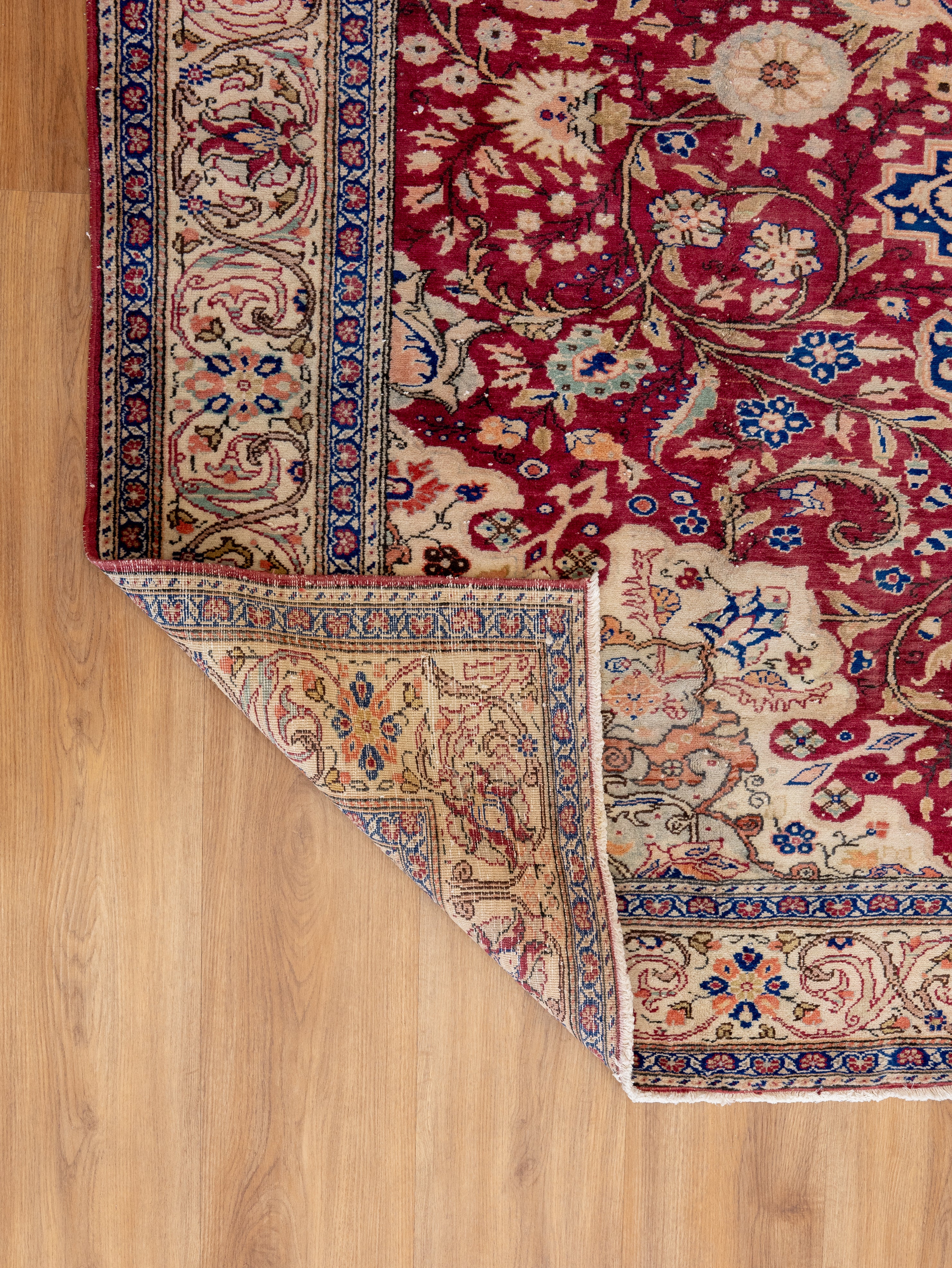 7.5x10.7 VINTAGE TURKISH Rug, Pastel Pink Distressed Blue