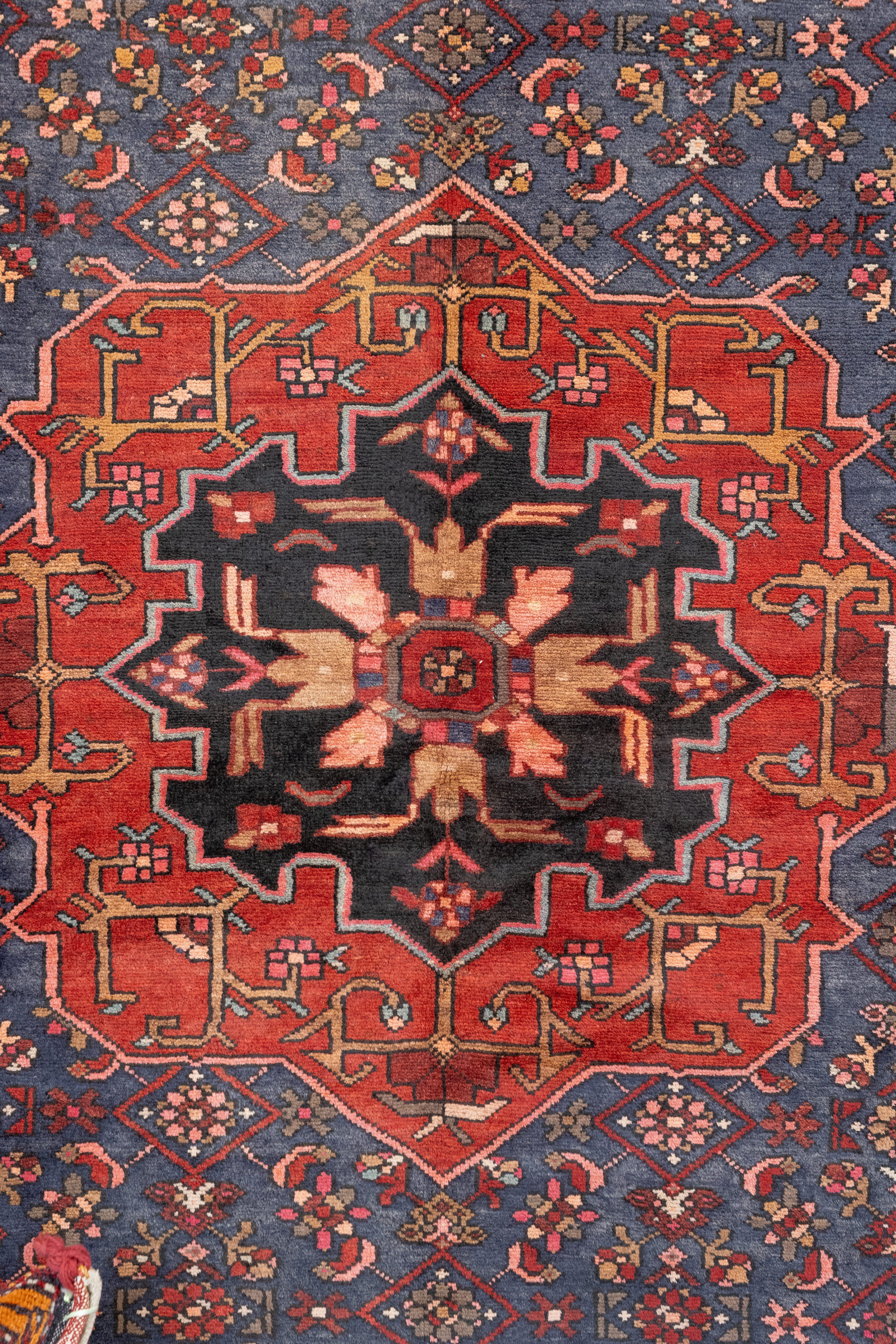 Decorative rug with intricate patterns and colors